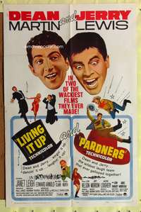 a703 PARDNERS/LIVING IT UP one-sheet movie poster '65 Martin & Lewis!