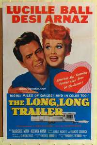a563 LONG, LONG TRAILER one-sheet movie poster '54 Lucy Ball, Desi Arnaz