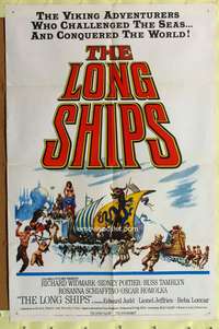 a562 LONG SHIPS one-sheet movie poster '64 Widmark, Mighty Vikings!
