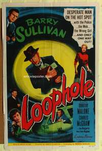 a569 LOOPHOLE one-sheet movie poster '54 Barry Sullivan, Dorothy Malone