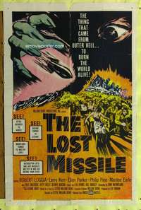 a572 LOST MISSILE one-sheet movie poster '58 sci-fi, horror of horrors!
