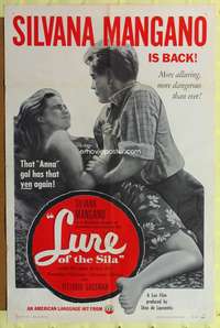 a581 LURE OF THE SILA one-sheet movie poster '49 sexy Silvana Mangano!
