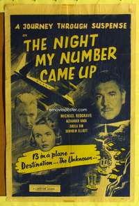 a670 NIGHT MY NUMBER CAME UP one-sheet movie poster '55 Michael Redgrave