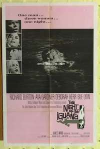 a671 NIGHT OF THE IGUANA one-sheet movie poster '64 Burton, Gardner, Lyon