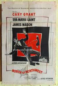 a679 NORTH BY NORTHWEST one-sheet movie poster '59 Cary Grant, Hitchcock