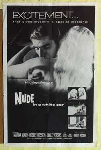 a682 NUDE IN A WHITE CAR one-sheet movie poster '59 sexy Marina Vlady!