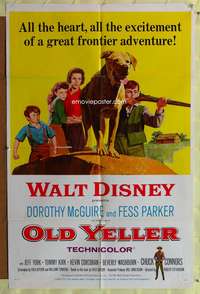 a686 OLD YELLER one-sheet movie poster R65 most classic Disney canine!