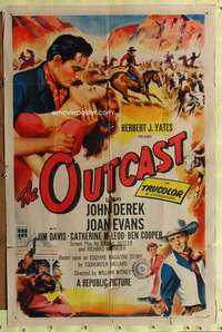 a696 OUTCAST one-sheet movie poster '54 John Derek, Joan Evans