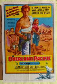 a699 OVERLAND PACIFIC one-sheet movie poster '54 Jock Mahony, Castle