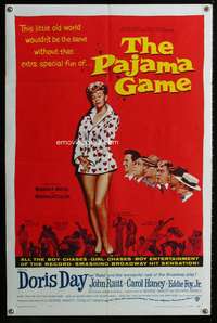 a700 PAJAMA GAME one-sheet movie poster '57 sexy leggy Doris Day!