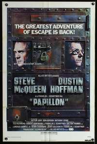 a702 PAPILLON one-sheet movie poster R77 Steve McQueen, Dustin Hoffman