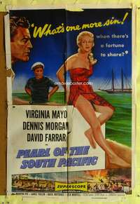 a706 PEARL OF THE SOUTH PACIFIC one-sheet movie poster '55 Virginia Mayo