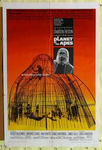 a710 PLANET OF THE APES one-sheet movie poster '68 Charlton Heston