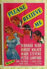 a711 PLEASE BELIEVE ME one-sheet movie poster '50 Deborah Kerr, Walker