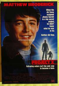 a716 PROJECT X one-sheet movie poster '87 Matthew Broderick sci-fi!