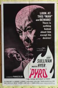 a718 PYRO: THE THING WITHOUT A FACE one-sheet movie poster '63 Sullivan
