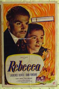 a728 REBECCA one-sheet movie poster R44 Hitchcock, Olivier, Joan Fontaine