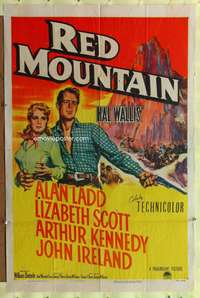 a730 RED MOUNTAIN one-sheet movie poster '52 Alan Ladd, Lizabeth Scott