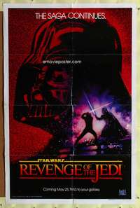 a736 RETURN OF THE JEDI teaser one-sheet movie poster '83 dated Revenge!