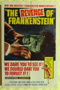 a737 REVENGE OF FRANKENSTEIN one-sheet movie poster '58 Peter Cushing