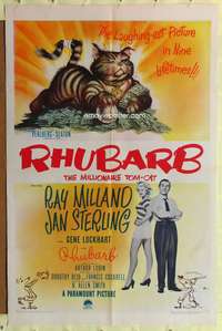 a738 RHUBARB one-sheet movie poster '51 New York baseball team owned by cat!