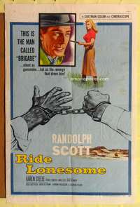 a739 RIDE LONESOME one-sheet movie poster '59 Randolph Scott, Boetticher