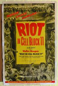 a741 RIOT IN CELL BLOCK 11 one-sheet movie poster '54 Don Siegel, Peckinpah