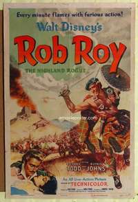 a744 ROB ROY one-sheet movie poster '54 Disney, The Highland Rogue!