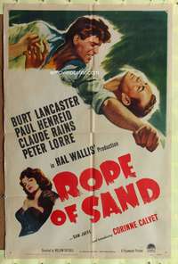 a753 ROPE OF SAND one-sheet movie poster '49 Burt Lancaster, Paul Henreid