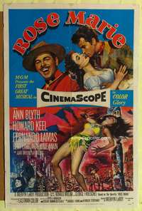 a754 ROSE MARIE one-sheet movie poster '54 Ann Blyth, Howard Keel