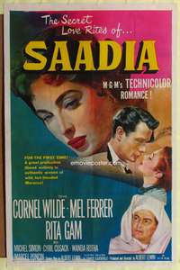 a757 SAADIA one-sheet movie poster '54 Cornel Wilde, Mel Ferrer, Rita Gam
