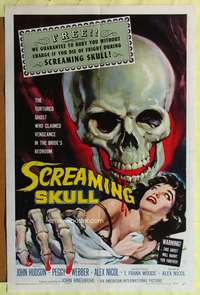 a762 SCREAMING SKULL one-sheet movie poster '58 great horror artwork!