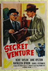 a767 SECRET VENTURE one-sheet movie poster '55 Kent Taylor, English!