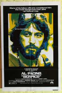 a770 SERPICO one-sheet movie poster '74 Lumet, Al Pacino crime classic!