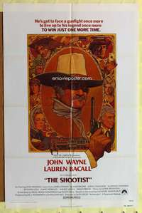 a775 SHOOTIST one-sheet movie poster '76 John Wayne, best Amsel artwork!