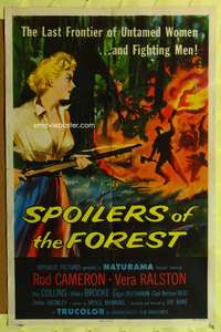 a804 SPOILERS OF THE FOREST one-sheet movie poster '57 Cameron, Ralston