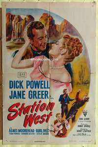 a811 STATION WEST one-sheet movie poster '48 Dick Powell, Jane Greer
