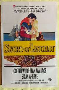 a535 LANCELOT & GUINEVERE one-sheet movie poster '63 Sword of Lancelot!
