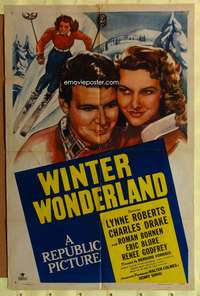 a974 WINTER WONDERLAND one-sheet movie poster '47 Lynne Roberts, skiing!