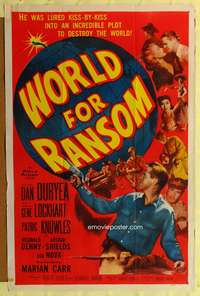 a979 WORLD FOR RANSOM one-sheet movie poster '54 Robert Aldrich, Duryea