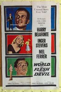 a982 WORLD, THE FLESH & THE DEVIL one-sheet movie poster '59 Belafonte