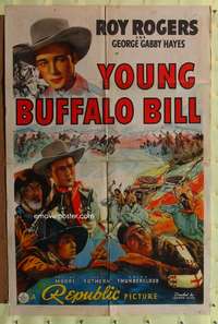 a990 YOUNG BUFFALO BILL one-sheet movie poster '40 Roy Rogers, Gabby