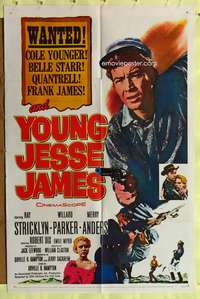 a992 YOUNG JESSE JAMES one-sheet movie poster '60 wanted teenage outlaw!