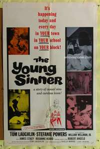 a994 YOUNG SINNER one-sheet movie poster '65 Tom Laughlin pre-Billy Jack!