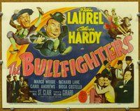 b028 BULLFIGHTERS title movie lobby card '45 Stan Laurel & Oliver Hardy!