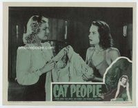 b317 CAT PEOPLE movie lobby card R57 Simone Simon close up!