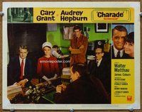 b322 CHARADE movie lobby card #8 '63 Cary Grant, Audrey Hepburn