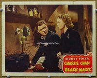 b328 CHARLIE CHAN IN BLACK MAGIC movie lobby card '44 looking at radio
