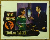 b342 CLOAK & DAGGER movie lobby card #8 '46 Gary Cooper, Lilli Palmer