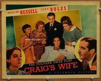 b356 CRAIG'S WIFE movie lobby card '36 great posed cast portrait!